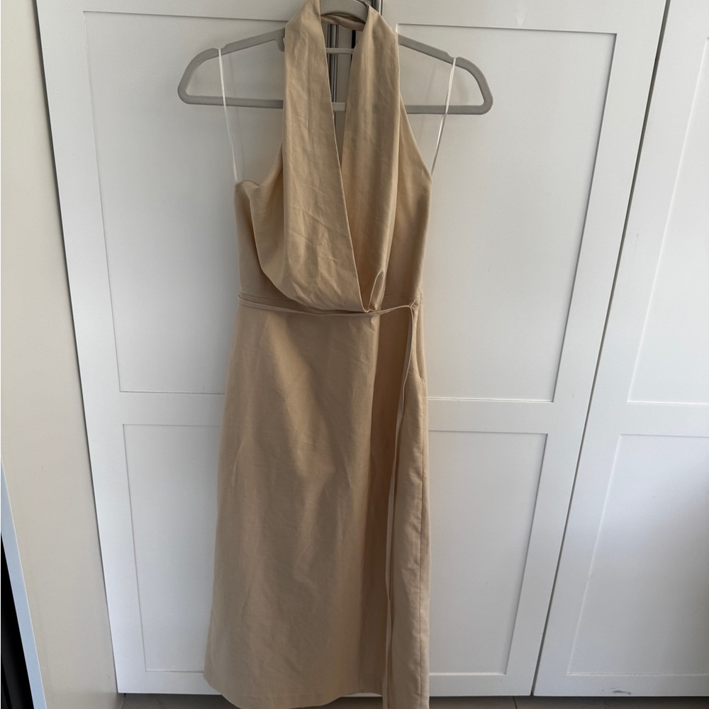 ZARA Elegant Tan Halter Dress
